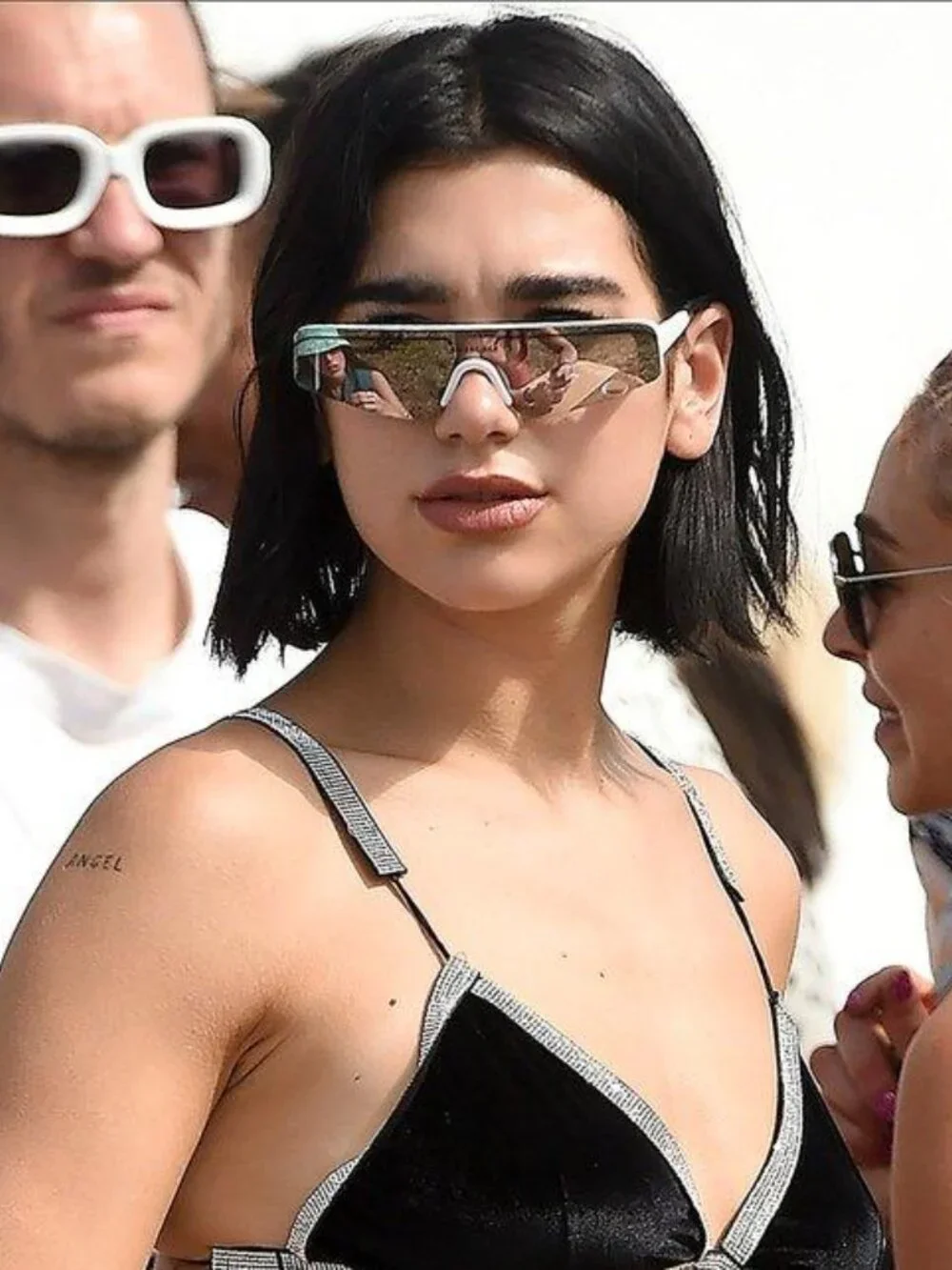 Balenciaga BB0003S 005 Shield Sunglasses - Black / Silver Mirror